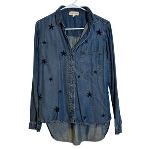 CLOTH & STONE Denim Chambray Star Button-up Shirt Small